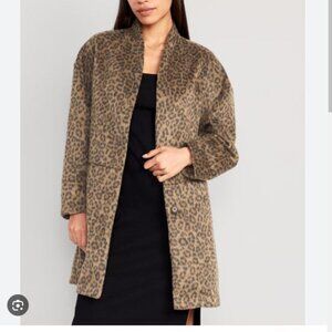 Long-Line Cardigan Coat faux fur animal print size Small Petite NWT